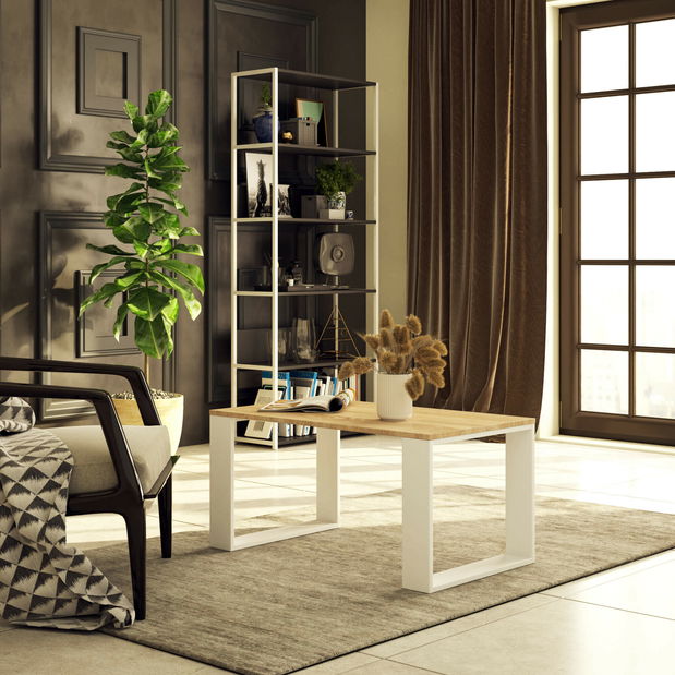 Stolić za kavu Necesito (hrast sonoma + bijela)