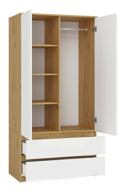 Ruhásszekrény Musecalo 1 (artisan tölgy + fehér)