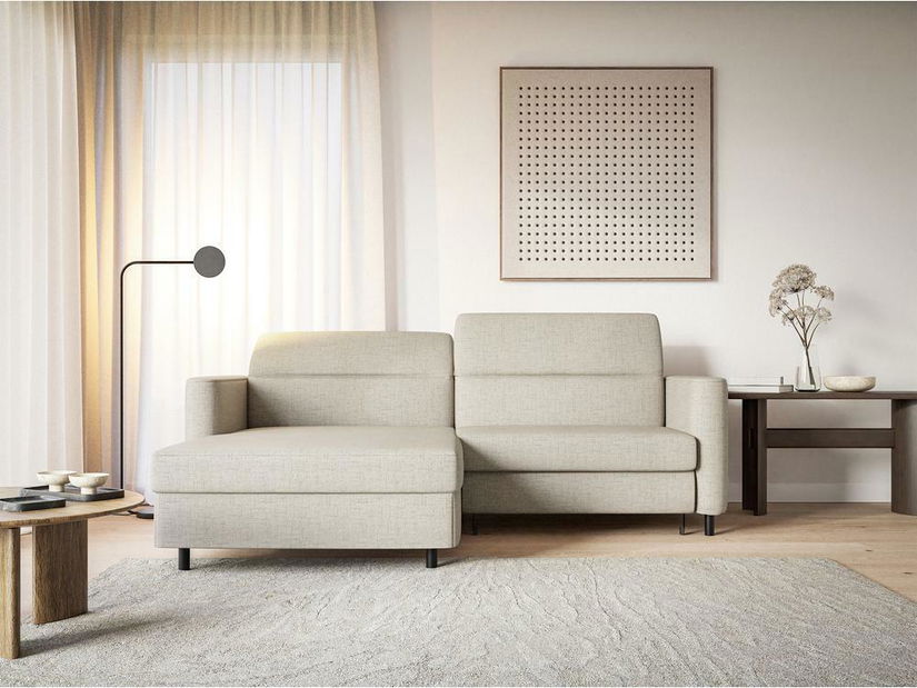 Kutna garnitura Buchu (L) (svijetlobež + crna)