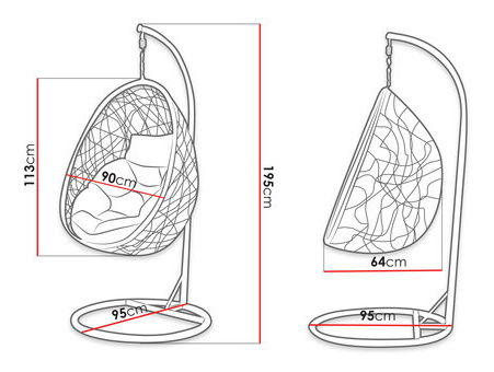Viseća fotelja Musika (prirodna + krem)