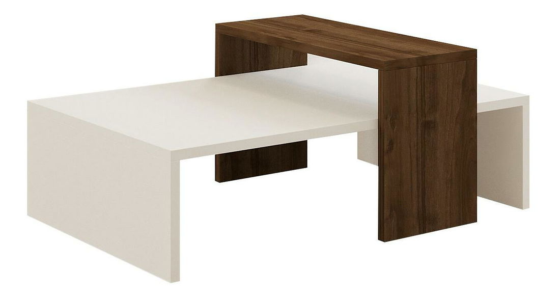 Dohányzóasztal Glowie (dió + fehér)