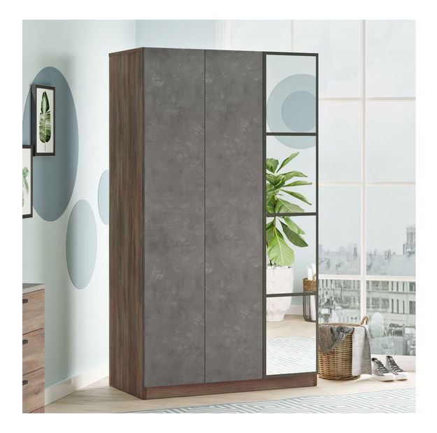 Ruhásszekrény Hamerella 1 (tükörrel) (barna + szürke)