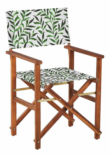 Set 2 buc șezlong de grădină cu huse de rezervă Ciala (lemn închis + model frunze)