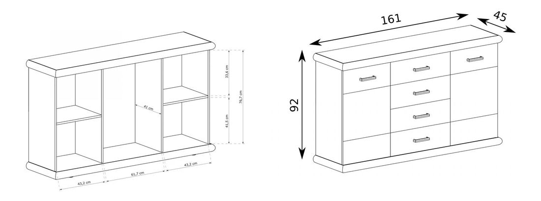 Comodă Kenny 07 (craft Alb + craft auriu)