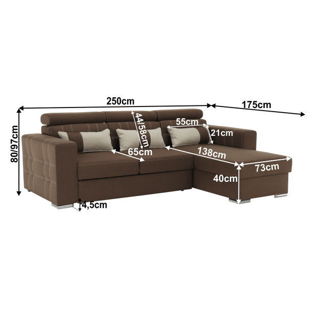 Rohová sedačka Charrel (hnedá + svetlohnedá) (P)