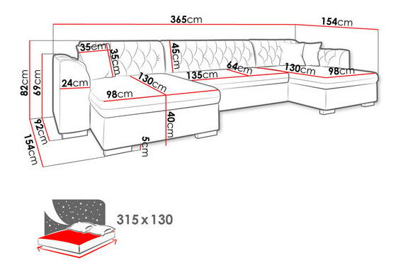 Sedacia súprava v tvare U Elarate (žltá) *bazár
