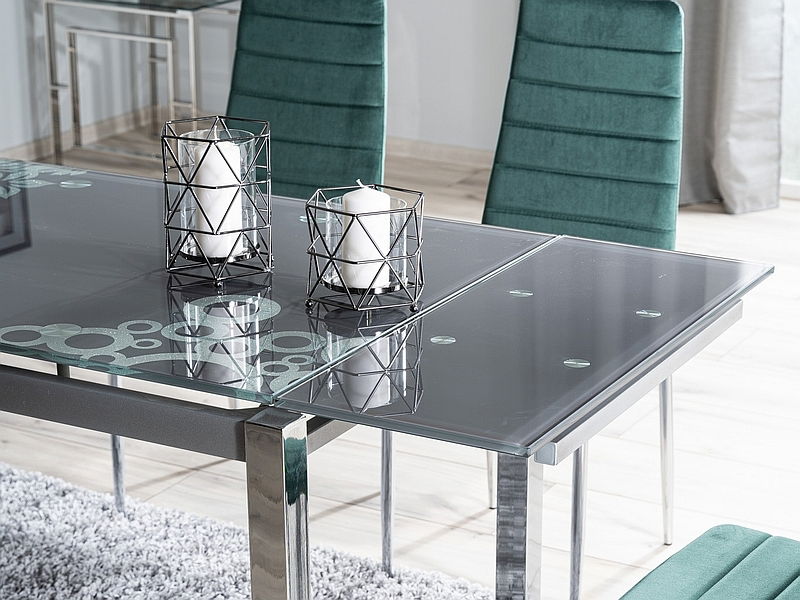 Blagovaonski stol na razvlačenje 110-170 cm Gerardo (crna + krom) (za 4 do 6 osoba)