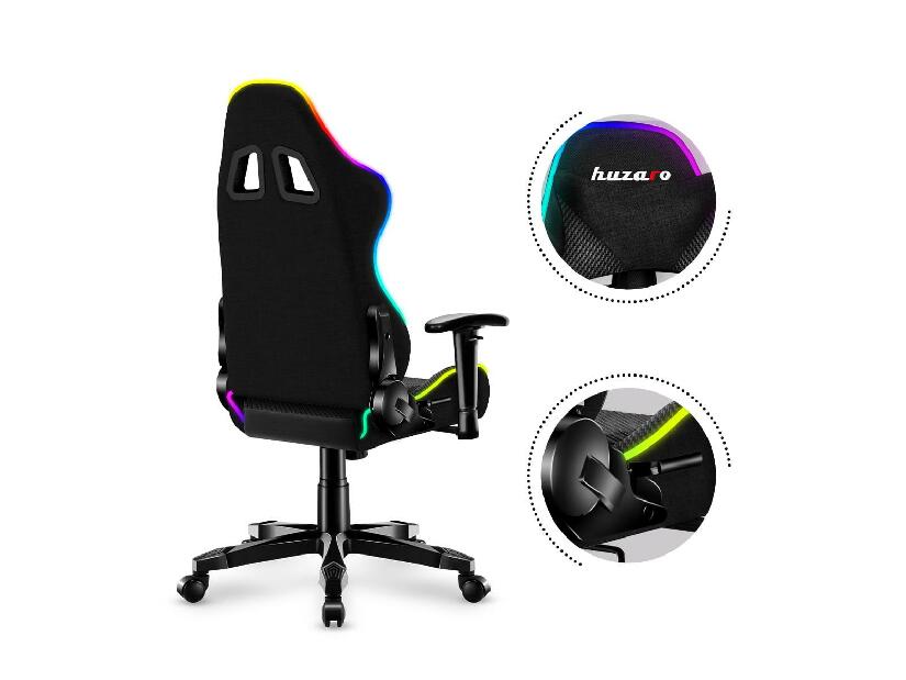 Scaun gaming pentru copii Rover 6 (negru + multicolor) (cu iluminat LED)