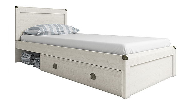 Egyszemélyes ágy 90 cm Marlene 1S (vintage fenyőfa) (ágyráccsal)