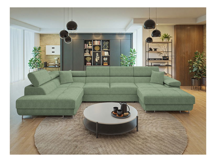 Kutna garnitura U Terazuro Bis S (zelena) (s prostorom za odlaganje) (L)