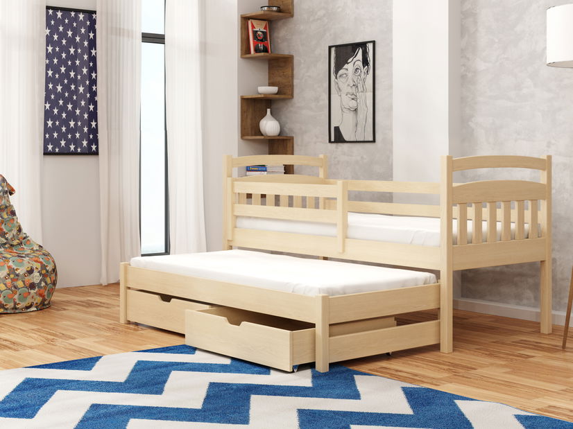Dječji krevet 90 x 190 cm MADDIE (s podnicom i prostorom za odlaganje) (borovina)