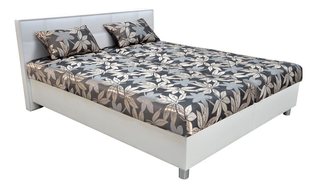 Manželská posteľ 180 cm Blanár Belfast (sivá + biela) (s roštami a matracmi)