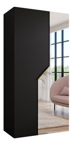 Šatníková skriňa Alaris 2 100 (čierna + zlatá) (so zrkadlom)