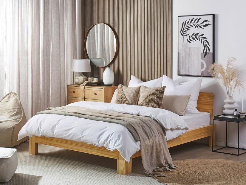 Pat matrimonial 160 cm ROYAL (cu somieră) (lemn deschis)