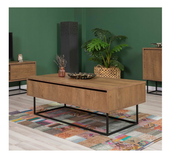 Súprava nábytku do obývacej izby Laxi 23 (orech + čierna)