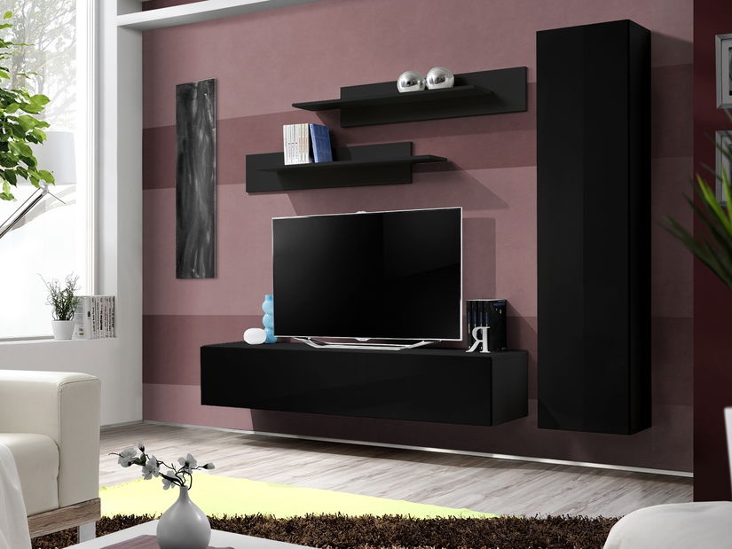 Obývacia stena Ferryhill 23 ZZ FY G1 (čierna + lesk čierny)