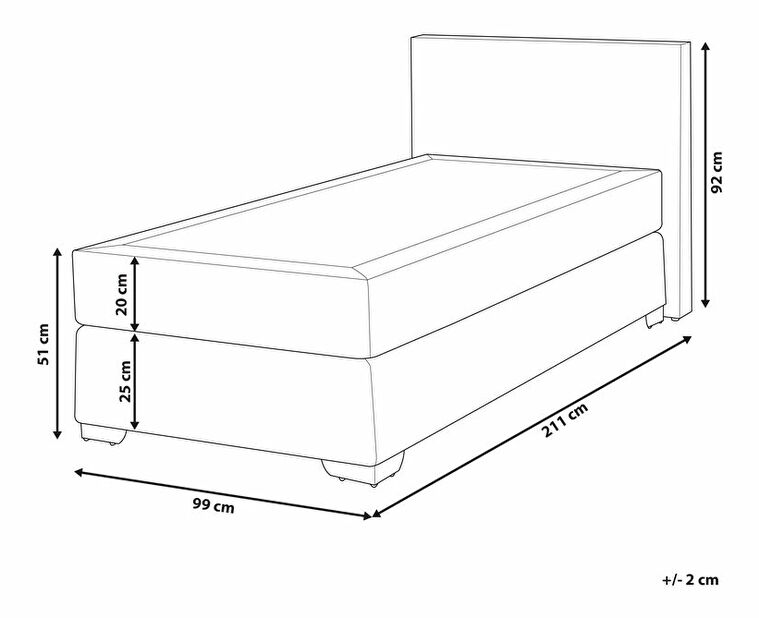 Egyszemélyes ágy Boxspring 90 cm PREMIER (matracokkal) (fehér)