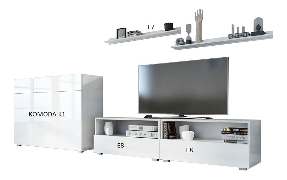 Mobilier living Berny 47 (alb + alb lucios)