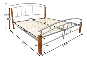 Bračni krevet 140 cm Malbrua (S podnicom)  