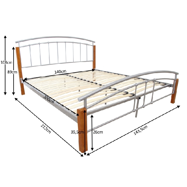 Manželská posteľ 140 cm Malbrua (s roštom)