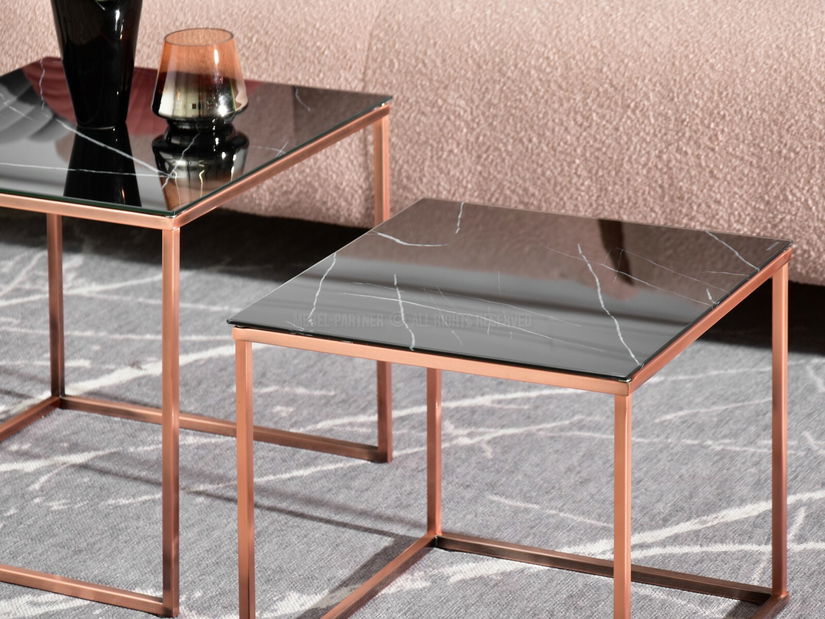 Măsuță de cafea Prana Law (marmură neagră + cupru)