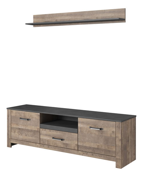 TV stolík + Polička Sadr C + D (dub sand grande + matera)