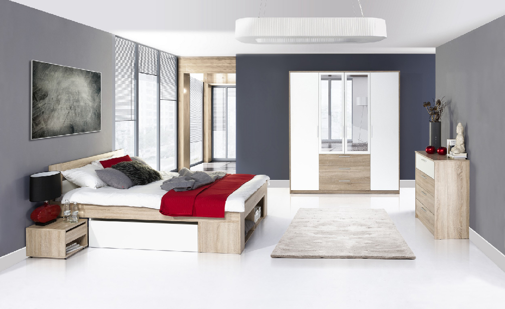 Manželská posteľ 160 cm Milo (so zásuvkami a noč. stolíkmi) MOB-4027