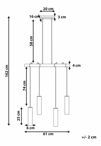 Függesztett lámpa Thandi (fekete) 