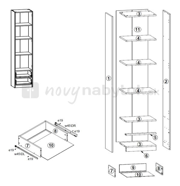Vitrína BRW CLIPPER REG1D2S-1W2SL