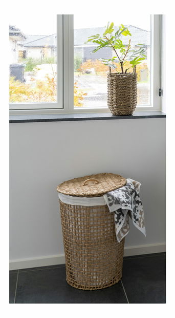 Kôš na bielizeň Plameria (prírodná + biela)