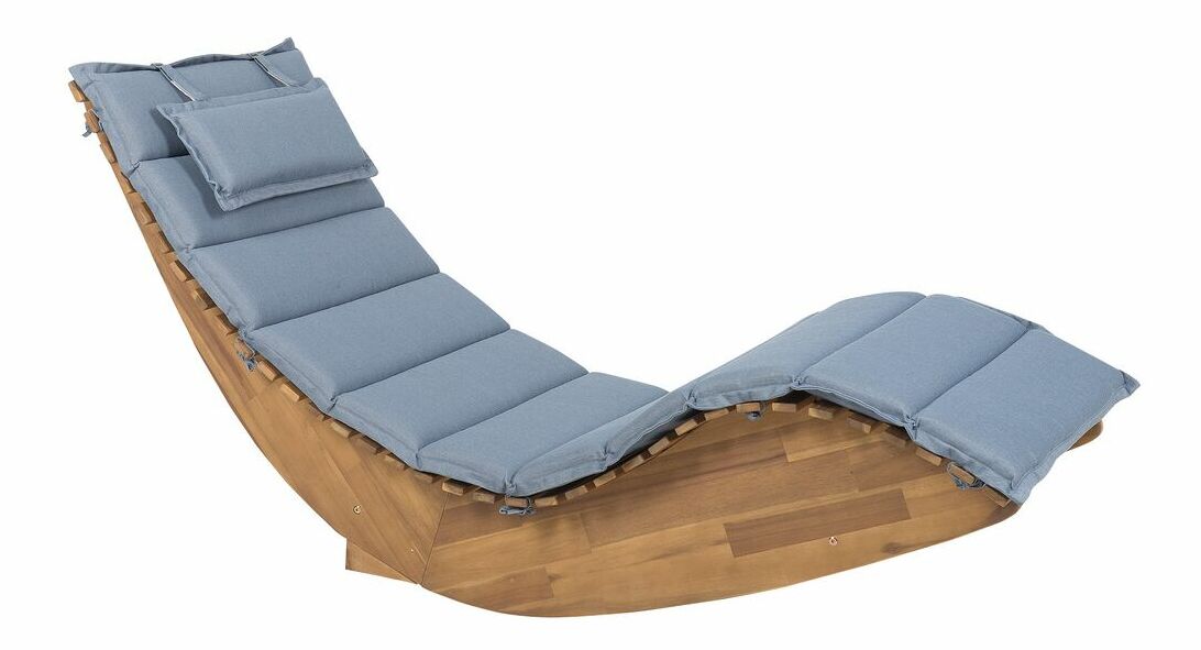 Șezlong pentru grădină Brest (gri deschis) (pernă albastră)