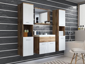 Kúpeľňový nábytok Florena XL (dub wotan + biela lesklá)