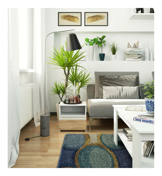 Éjjeliszekrény Cincuenta (fehér + sonoma tölgy)