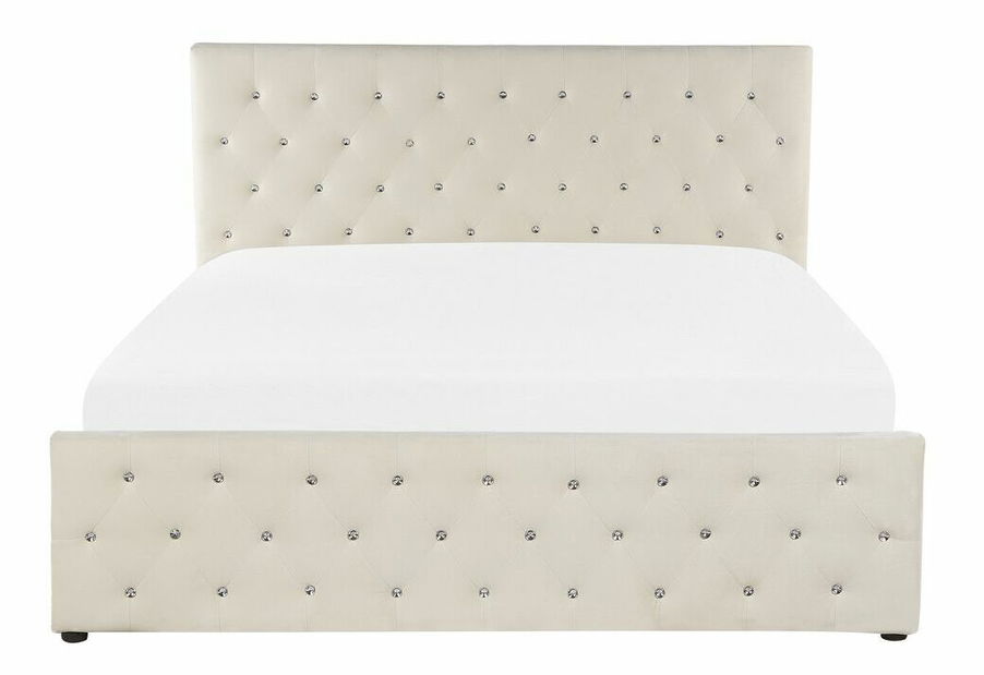 Manželská posteľ 140 cm AMESIA (béžová) (s roštom a úl. priestorom)