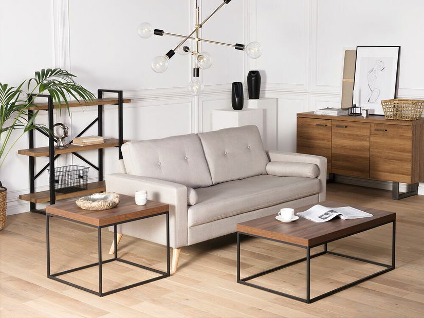 Príručný stolík DELAND (drevený top) (tmavé drevo)