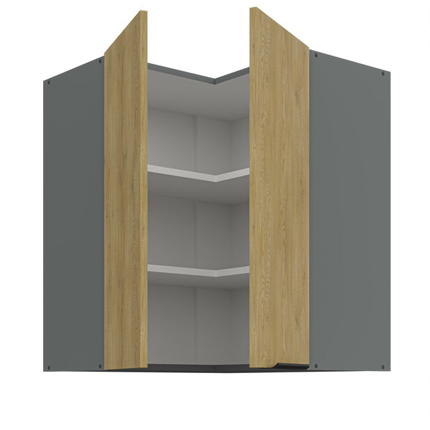 Rohová horná kuchynská skrinka Carminia 60x60 GN-72 2F (90) (dub cremona + antracit)