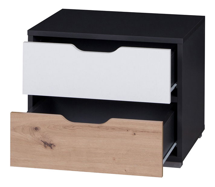 Nočný stolík Iweta NS (grafit + biela matná + dub artisan)