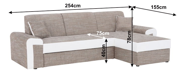 Rohová sedačka Pinia (hnedá + biela) (P)