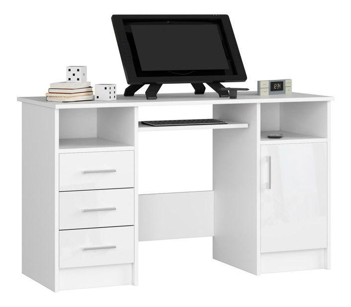 PC stolík Aziza (biela + lesk biely)