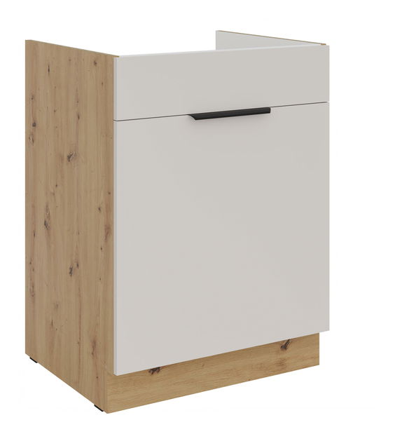 Dulap inferior de bucătărie sub chiuvetă Sayla 60 ZL 1S BB (cashmir + Stejar artisan)