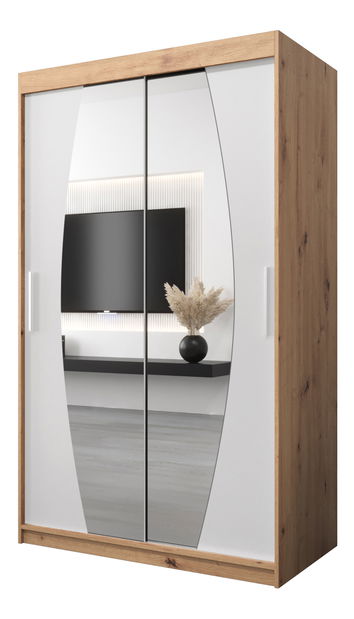 Ormar za garderobu 120 cm Eclipse (hrast artisan + bijela mat)