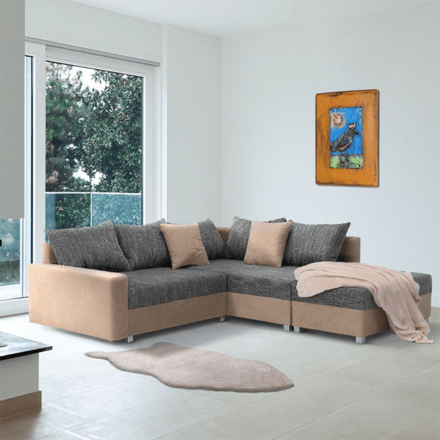 Sarokkanapé Ida New bézs + szürke (tarburettel) (J)