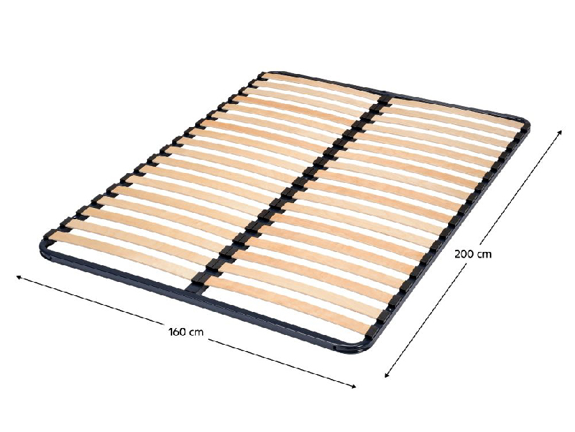 Metalna podnica od lamela 160x200 cm Lionos 429596 (crna + prirodna)