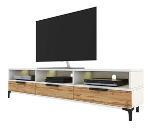 Masă TV Ricko (alb + stejar wotan)