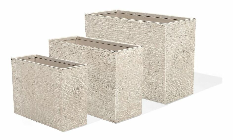 Set 3 buc ghiveci EDEXA (piatră) (bej)