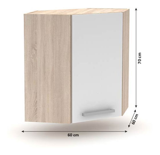 Dulap superior de bucătărie de colț NOPL-013-OH Noliana (alb + stejar sonoma)