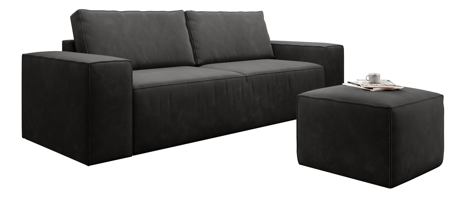 Sofa Shala 10 (crna) (s tabureom)