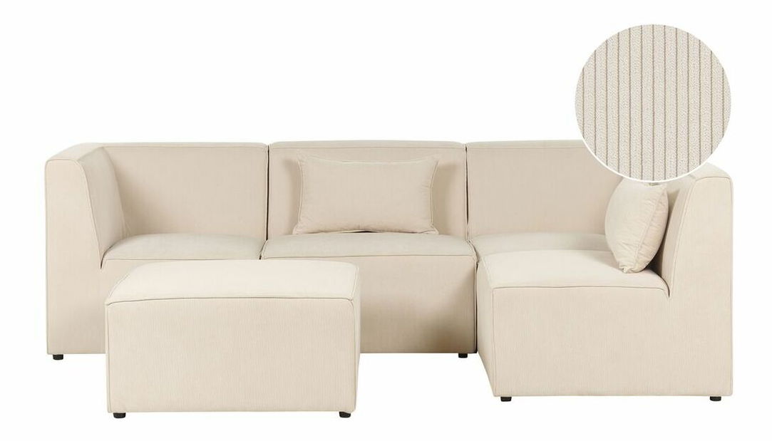 Rohová sedacia súprava s taburetkou Lemia (béž) (L)