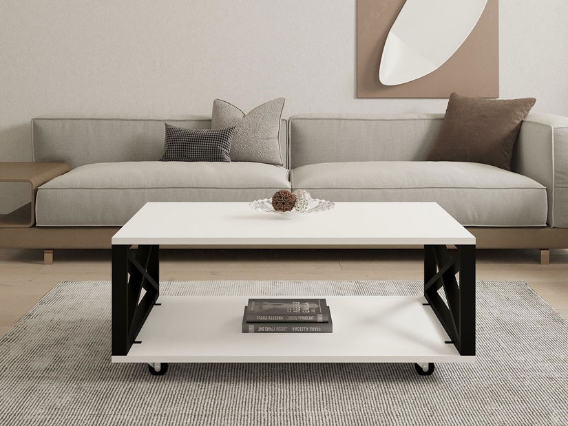 Konferenčný stolík Pidade (biela + čierna) 
