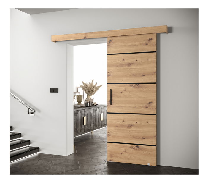 Klizna vrata 90 cm Sharlene IV (hrast artisan + hrast artisan + crna)